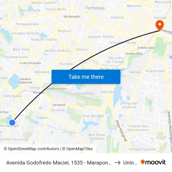Avenida Godofredo Maciel, 1535 - Maraponga to Uninta map