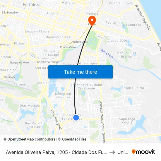Avenida Oliveira Paiva, 1205 - Cidade Dos Funcionários to Uninta map