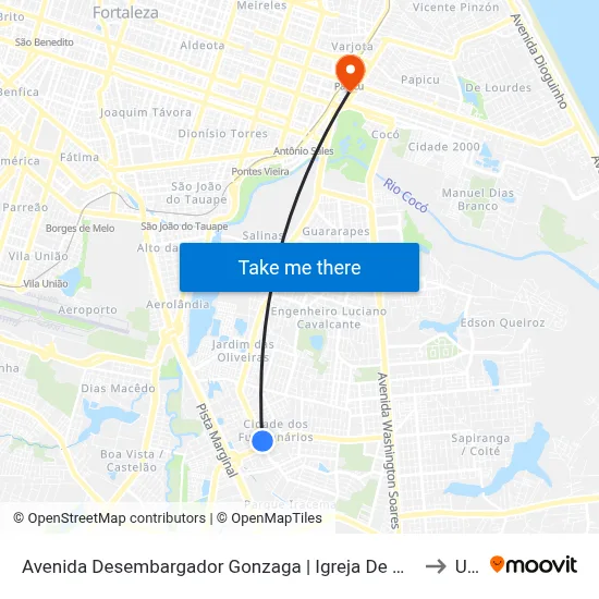 Avenida Desembargador Gonzaga | Igreja De Nossa Senhora Da Glória - Cidade Dos Funcionários to Uninta map