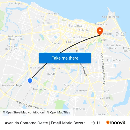 Avenida Contorno Oeste | Emeif Maria Bezerra Quevedo - Novo Mondubim to Uninta map