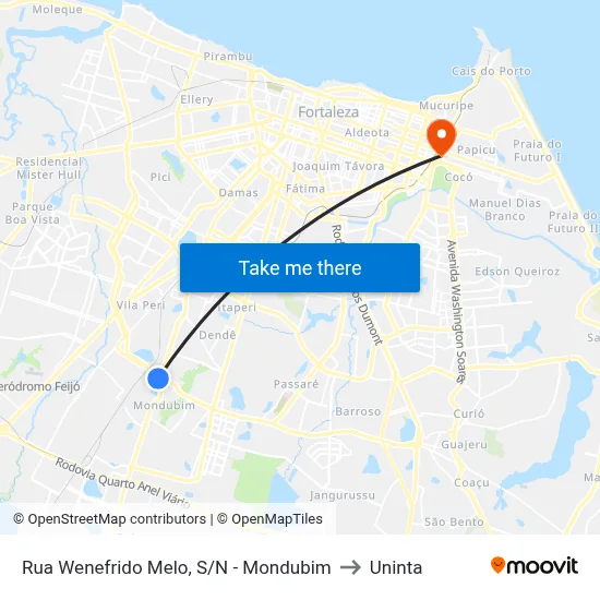 Rua Wenefrido Melo, S/N - Mondubim to Uninta map