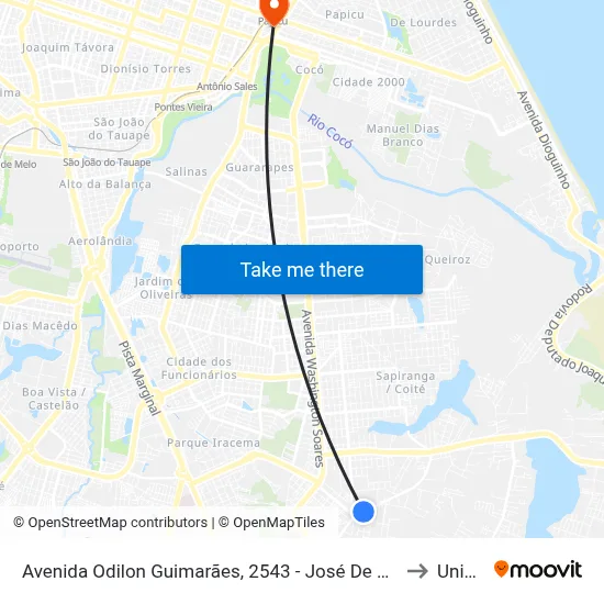 Avenida Odilon Guimarães, 2543 - José De Alencar to Uninta map