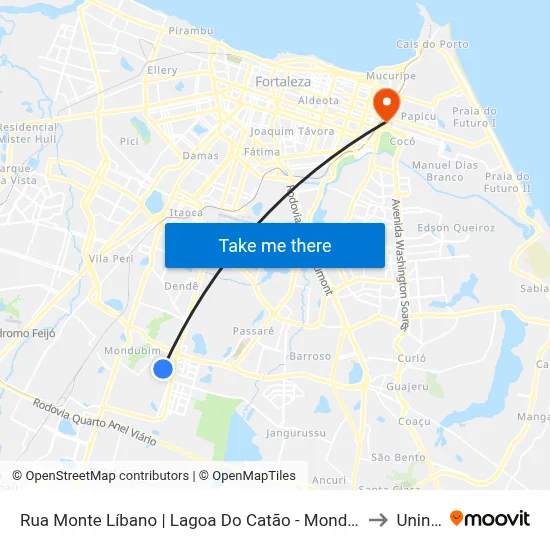 Rua Monte Líbano | Lagoa Do Catão - Mondubim to Uninta map