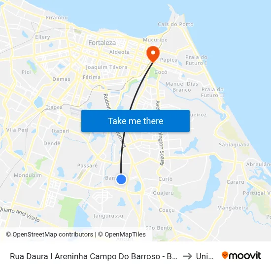 Rua Daura I Areninha Campo Do Barroso - Barroso to Uninta map