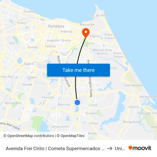 Avenida Frei Cirilo | Cometa Supermercados - Messejana to Uninta map