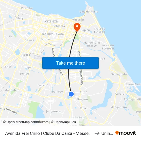 Avenida Frei Cirilo | Clube Da Caixa - Messejana to Uninta map