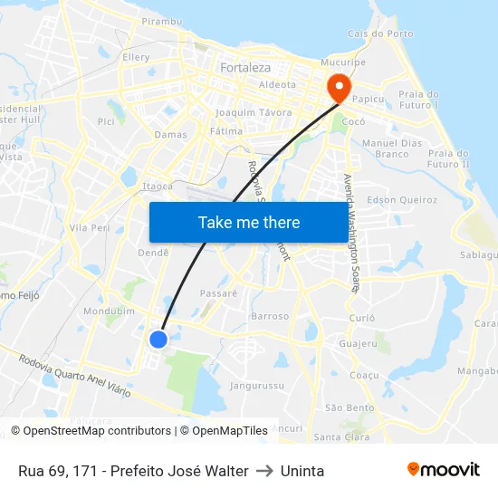 Rua 69, 171 - Prefeito José Walter to Uninta map