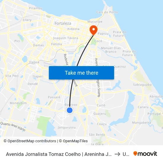 Avenida Jornalista Tomaz Coelho | Areninha Jornalista Tomaz Coelho - Jangurussu to Uninta map