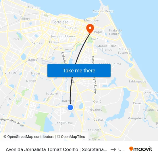 Avenida Jornalista Tomaz Coelho | Secretaria Executiva Regional 9 - Barroso to Uninta map