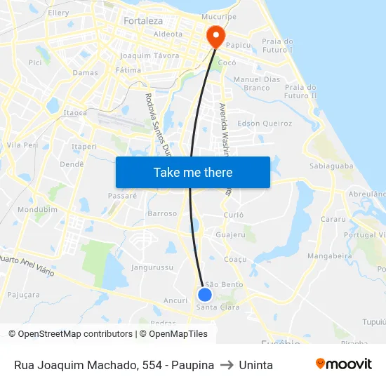 Rua Joaquim Machado, 554 - Paupina to Uninta map