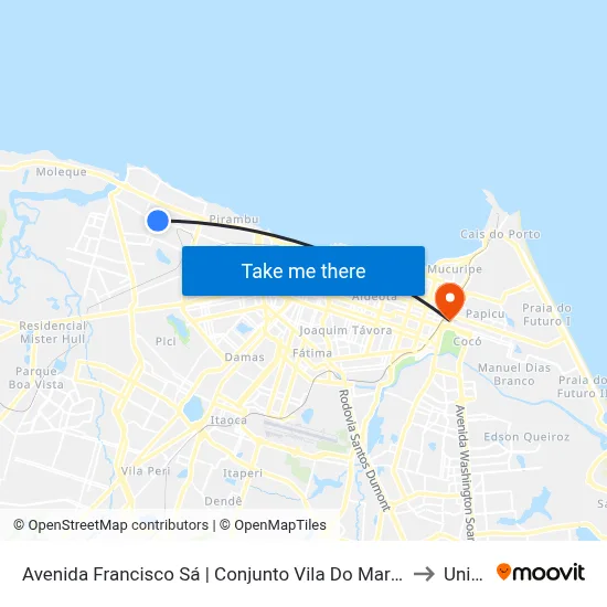 Avenida Francisco Sá | Conjunto Vila Do Mar 3 - Floresta to Uninta map