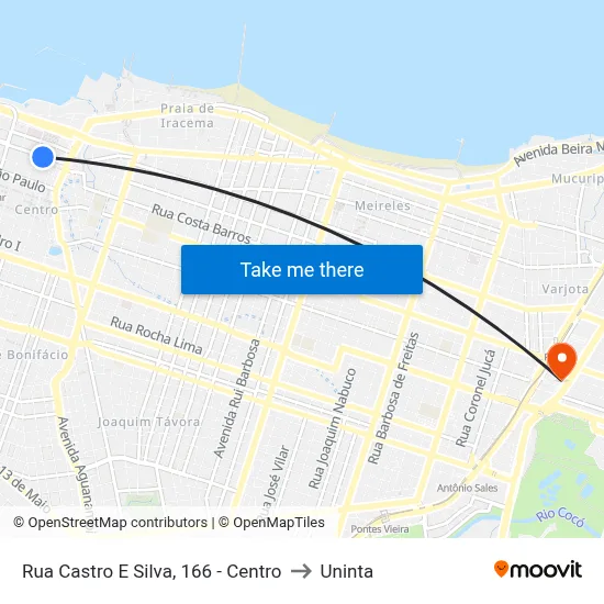 Rua Castro E Silva, 166 - Centro to Uninta map