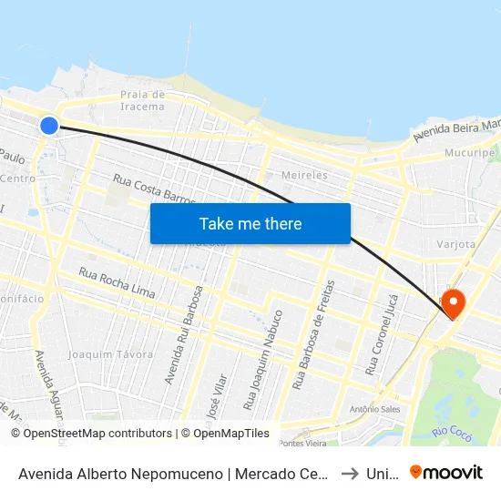 Avenida Alberto Nepomuceno | Mercado Central - Centro to Uninta map