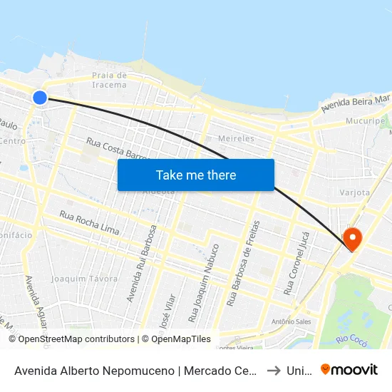 Avenida Alberto Nepomuceno | Mercado Central - Centro to Uninta map