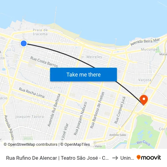 Rua Rufino De Alencar | Teatro São José - Centro to Uninta map