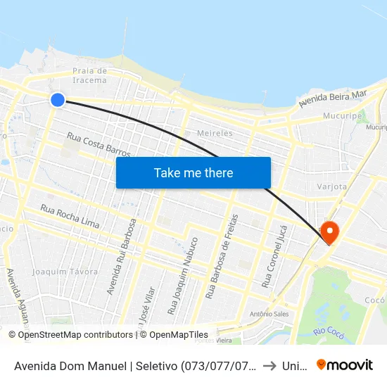 Avenida Dom Manuel | Seletivo (073/077/078) - Centro to Uninta map