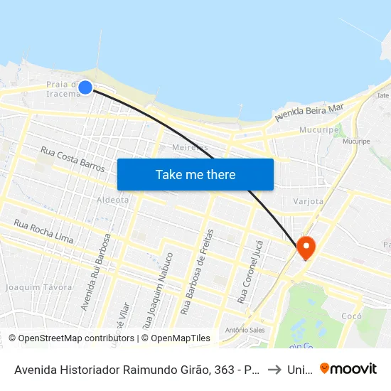 Avenida Historiador Raimundo Girão, 363 - Praia De Iracema to Uninta map