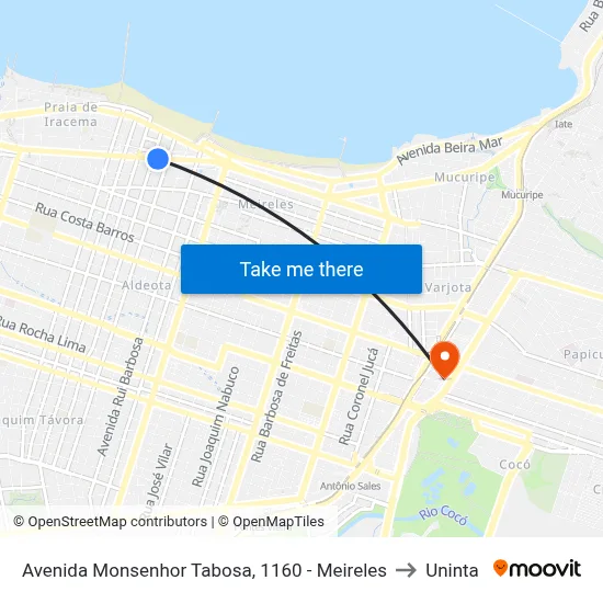 Avenida Monsenhor Tabosa, 1160 - Meireles to Uninta map