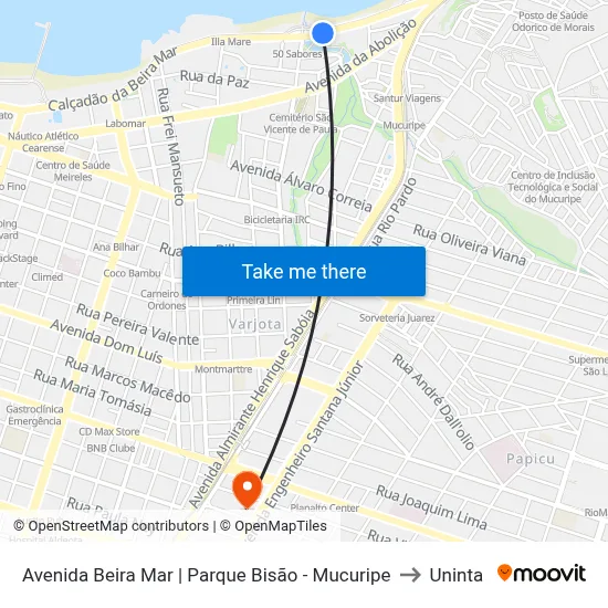 Avenida Beira Mar | Parque Bisão - Mucuripe to Uninta map
