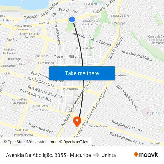 Avenida Da Abolição, 3355 - Mucuripe to Uninta map