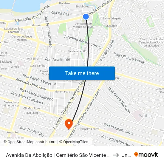 Avenida Da Abolição | Cemitério São Vicente De Paula - Mucuripe to Uninta map