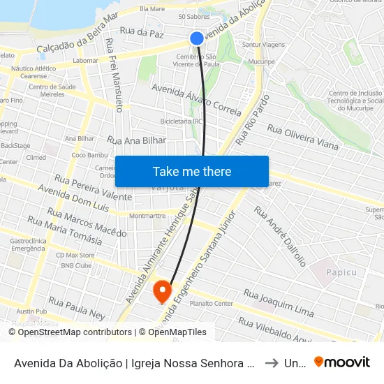 Avenida Da Abolição | Igreja Nossa Senhora Da Saúde - Mucuripe to Uninta map