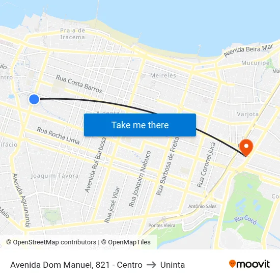 Avenida Dom Manuel, 821 - Centro to Uninta map