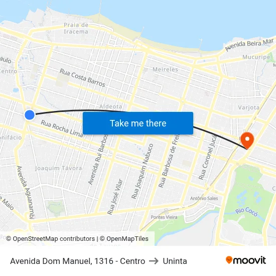 Avenida Dom Manuel, 1316 - Centro to Uninta map