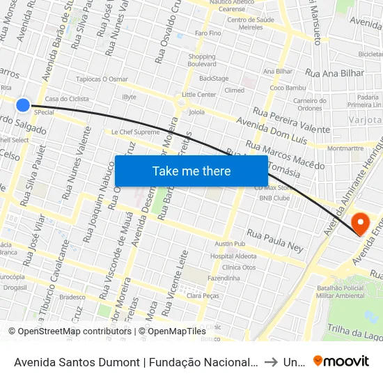 Avenida Santos Dumont | Fundação Nacional De Saúde - Aldeota to Uninta map