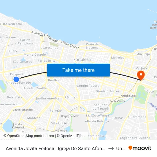 Avenida Jovita Feitosa | Igreja De Santo Afonso - Amadeu Furtado to Uninta map