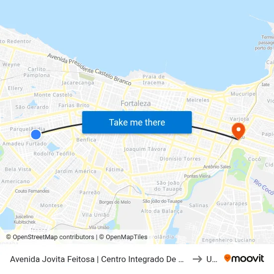 Avenida Jovita Feitosa | Centro Integrado De Segurança De Fortaleza - Parquelândia to Uninta map