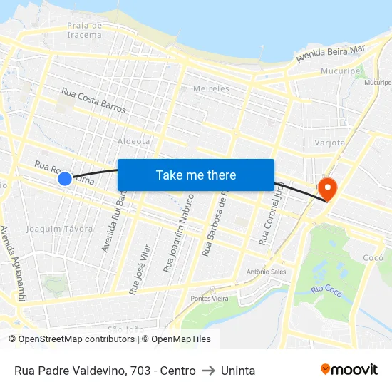 Rua Padre Valdevino, 703 - Centro to Uninta map