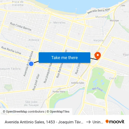 Avenida Antônio Sales, 1453 - Joaquim Távora to Uninta map