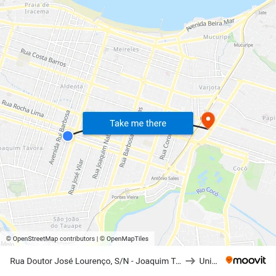 Rua Doutor José Lourenço, S/N - Joaquim Távora to Uninta map