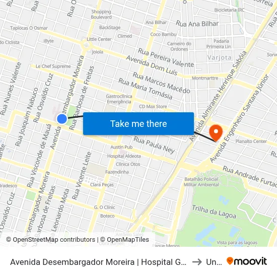 Avenida Desembargador Moreira | Hospital Geral Do Exército - Aldeota to Uninta map