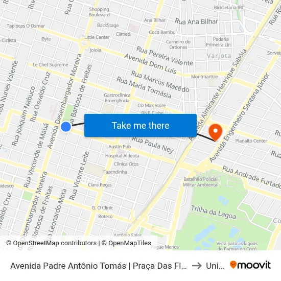 Avenida Padre Antônio Tomás | Praça Das Flores - Aldeota to Uninta map