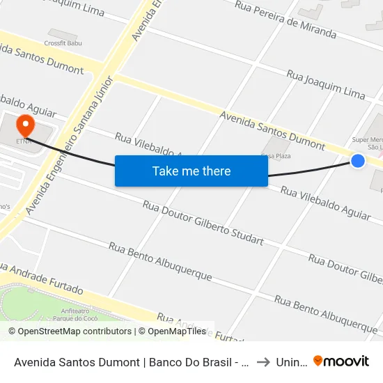 Avenida Santos Dumont | Banco Do Brasil - Cocó to Uninta map