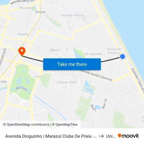 Avenida Dioguinho | Marazul Clube De Praia - Praia Do Futuro I to Uninta map