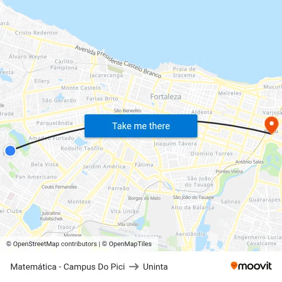 Matemática - Campus Do Pici to Uninta map