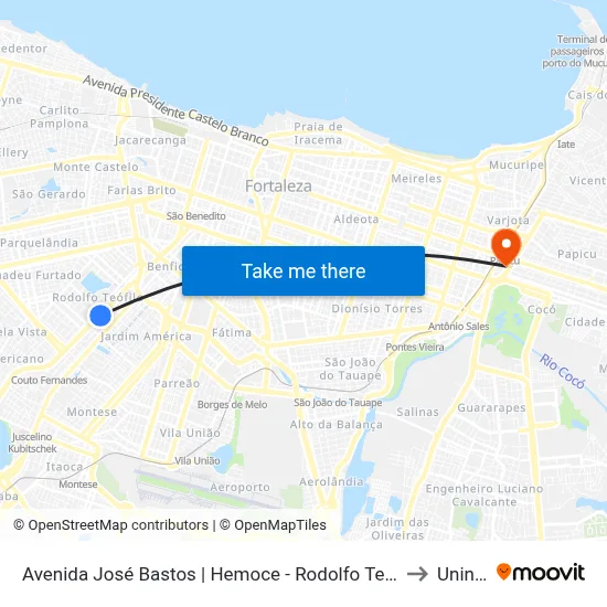 Avenida José Bastos | Hemoce - Rodolfo Teófilo to Uninta map