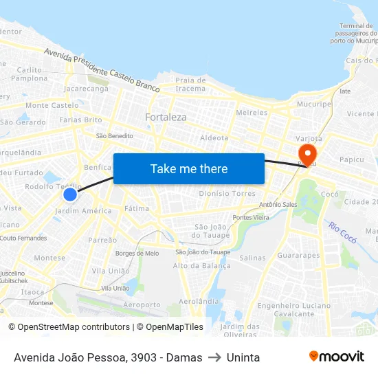 Avenida João Pessoa, 3903 - Damas to Uninta map