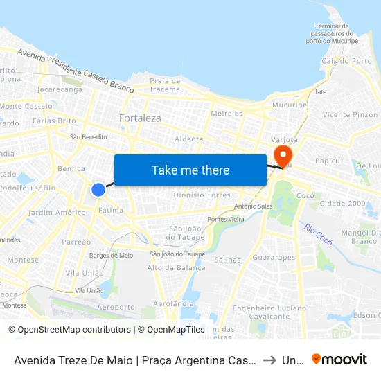 Avenida Treze De Maio | Praça Argentina Castelo Branco - Fátima to Uninta map