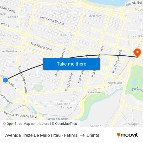 Avenida Treze De Maio | Itaú - Fátima to Uninta map