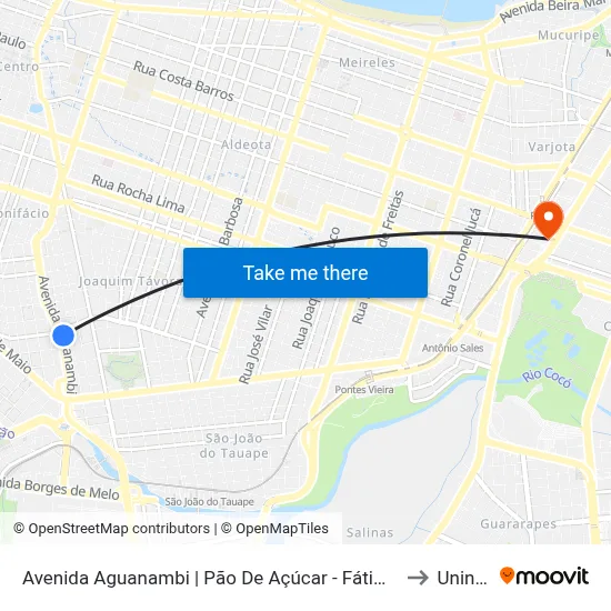 Avenida Aguanambi | Pão De Açúcar - Fátima to Uninta map