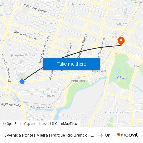 Avenida Pontes Vieira | Parque Rio Branco - Joaquim Távora to Uninta map