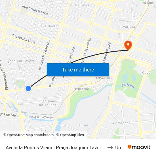 Avenida Pontes Vieira | Praça Joaquim Távora - Joaquim Távora to Uninta map