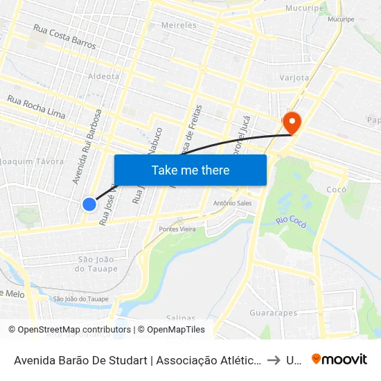 Avenida Barão De Studart | Associação Atlética Banco Do Brasil - Dionísio Torres to Uninta map