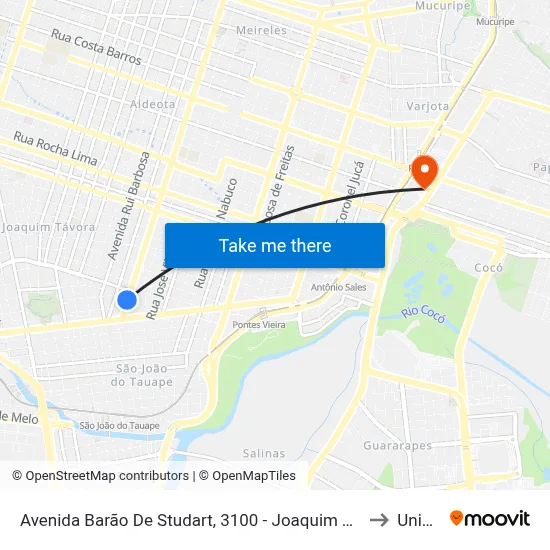 Avenida Barão De Studart, 3100 - Joaquim Távora to Uninta map
