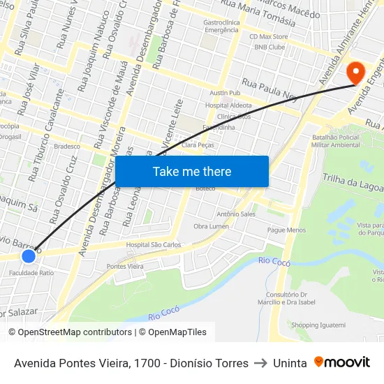 Avenida Pontes Vieira, 1700 - Dionísio Torres to Uninta map