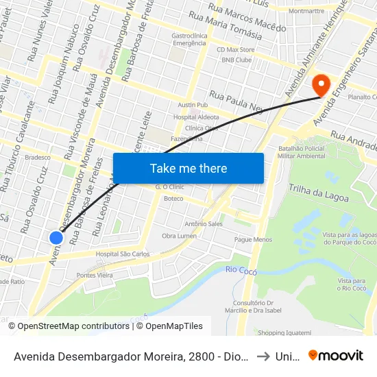 Avenida Desembargador Moreira, 2800 - Dionísio Torres to Uninta map